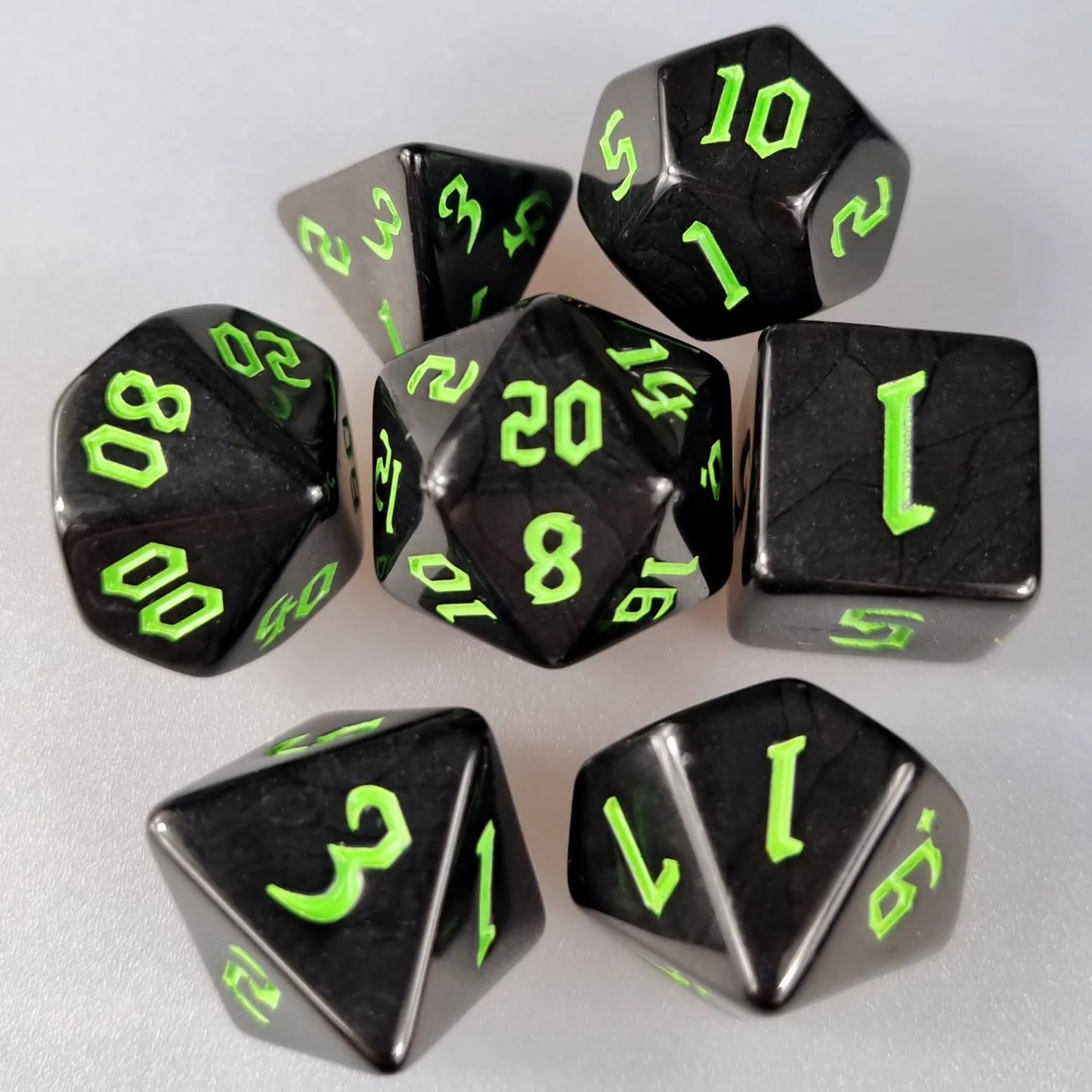 Black & Green Dungeons & Dragons Dice Set DiceBag.co.uk
