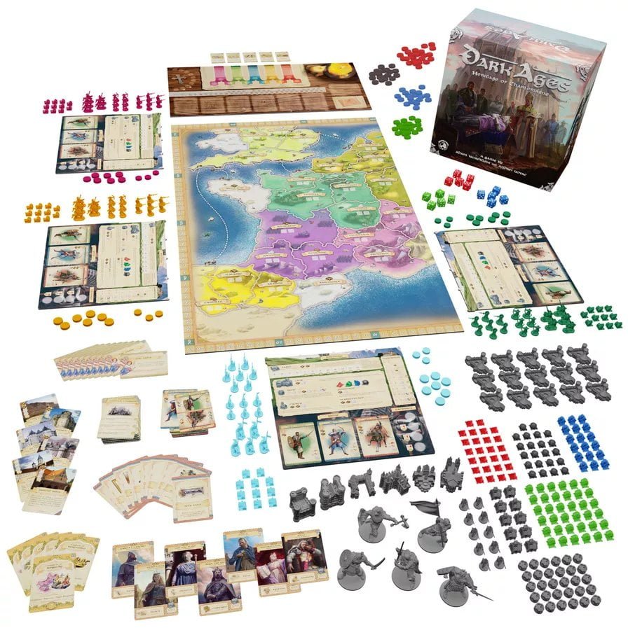Dark Ages: Heritage of Charlemagne Board Game Board&DIce