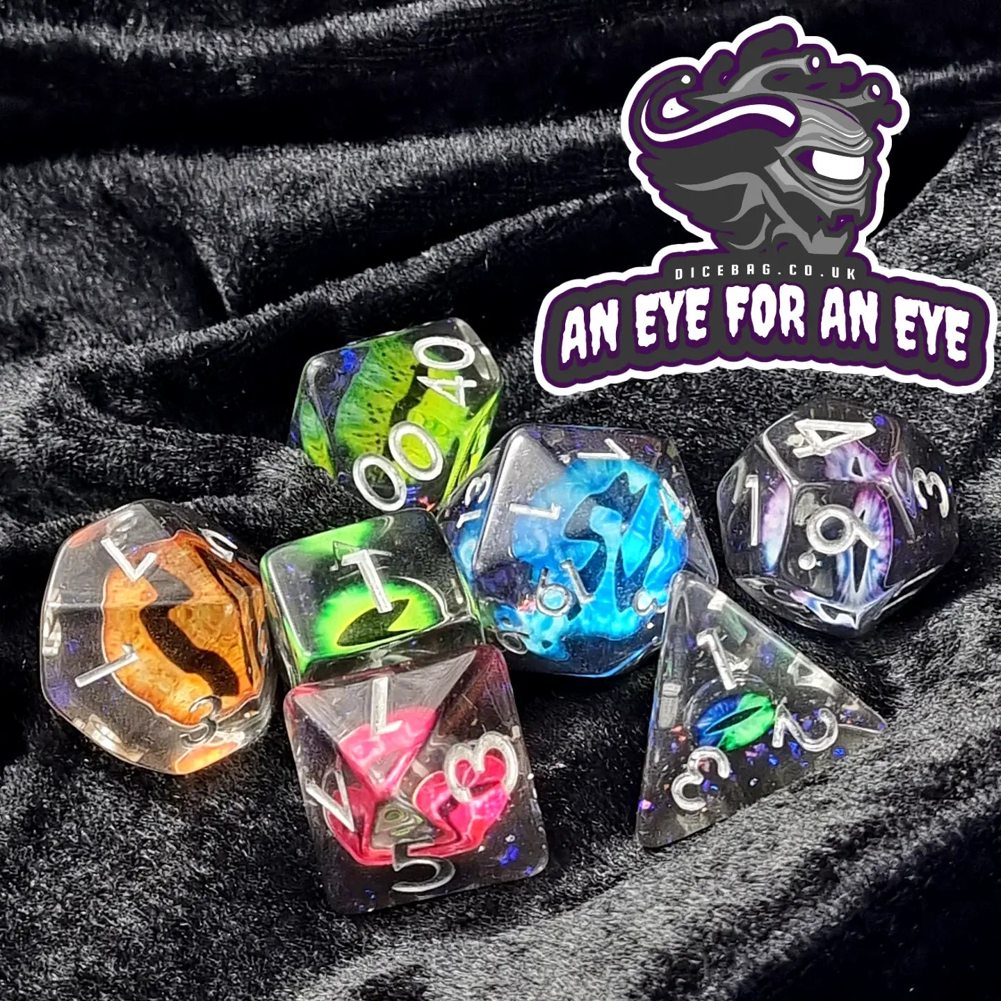 Eye for an Eye - Dungeons and Dragons Eyeball Poly Dice Set Dice Set DiceBag.co.uk