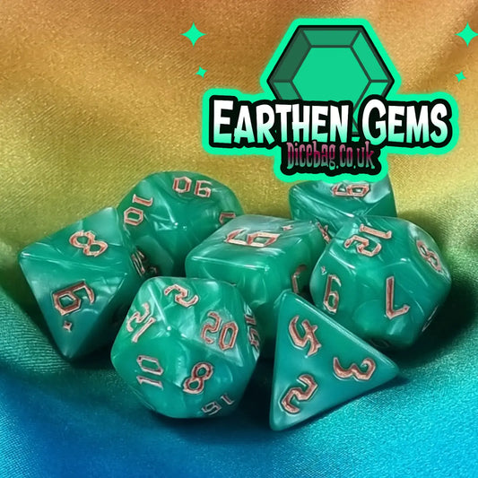 Earthen Gems - Green Acrylic Polyhedral Dungeons & Dragons Dice Set Dice Set Udixi