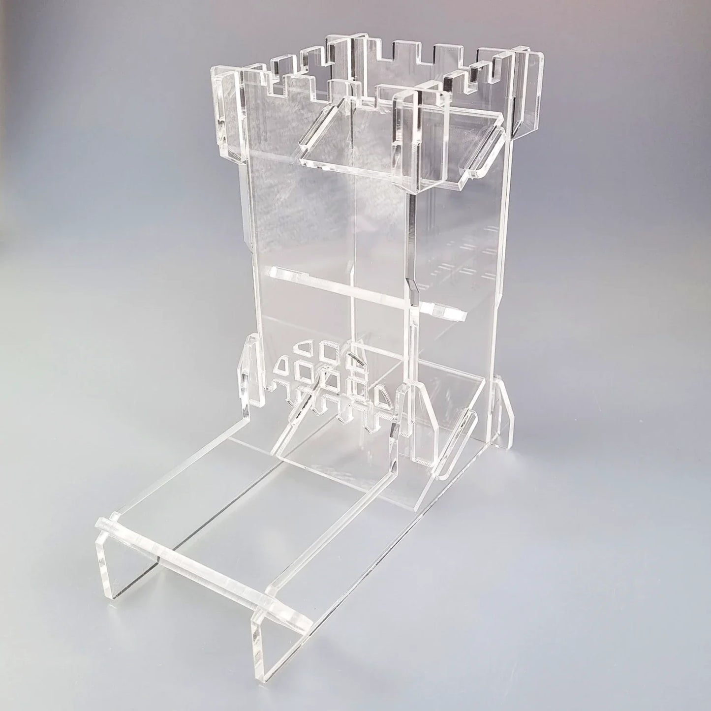 Crystal Cascades Clear Castle Dice Tower  DiceBag.co.uk