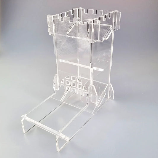 Crystal Cascades Clear Castle Dice Tower  DiceBag.co.uk