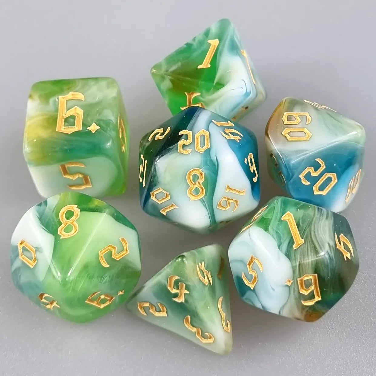 Green Mystic Haze Dungeons & Dragons Dice Set  DiceBag.co.uk