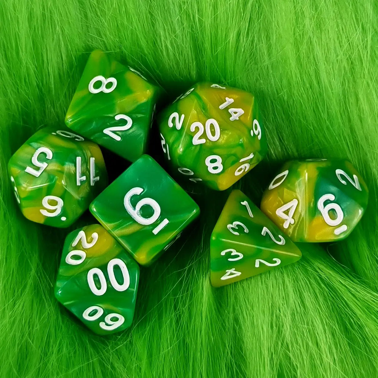 Green Dual Swirl Dungeons & Dragons Dice Set  DiceBag.co.uk