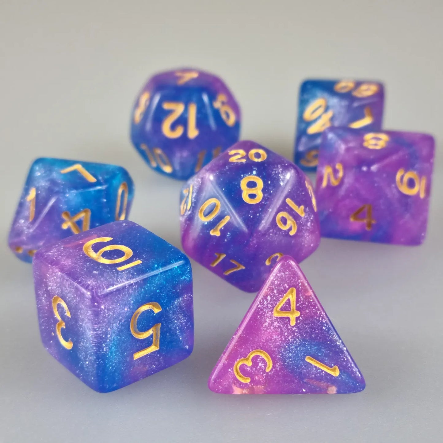 Pink & Blue Cosmos Dungeons & Dragons Dice Set  DiceBag.co.uk