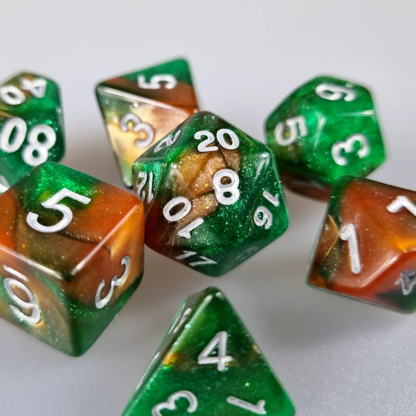 Green & Gold Cosmos Dungeons & Dragons Dice Set  DiceBag.co.uk