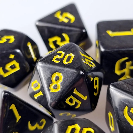 Black & Yellow Dungeons & Dragons Dice Set  DiceBag.co.uk