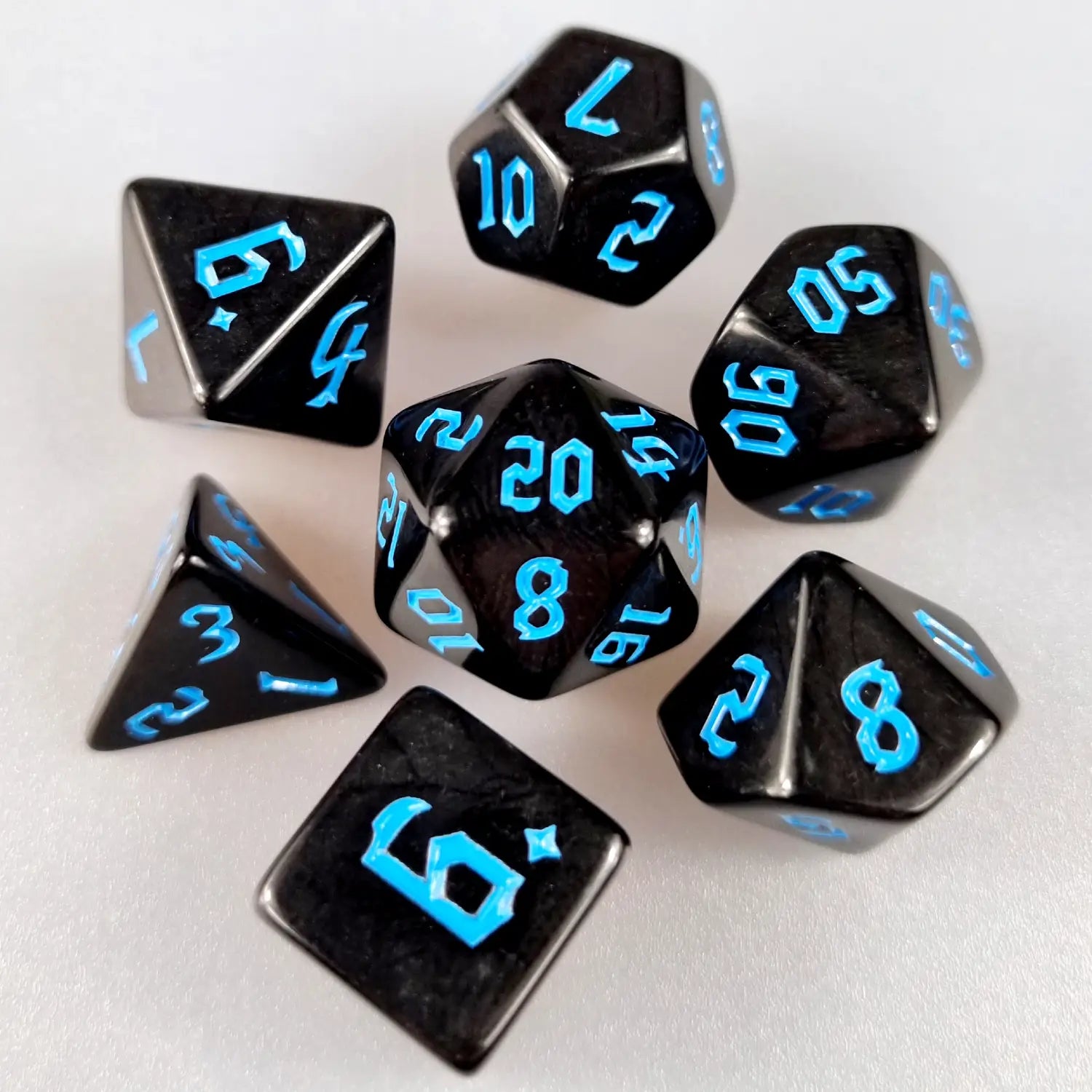 Black & Blue Dungeons & Dragons Dice Set  DiceBag.co.uk