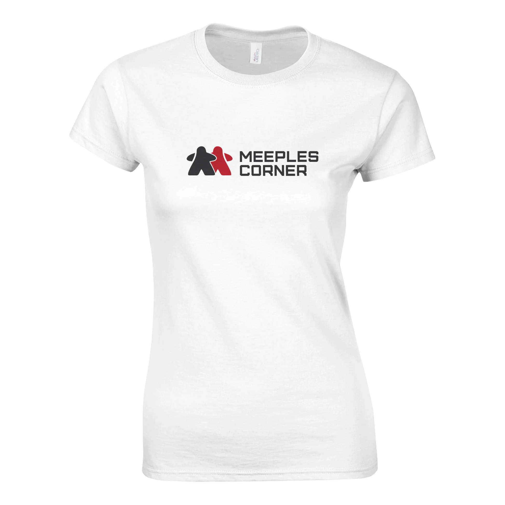 Meeples Corner Logo Womens Crewneck T-shirt Print Material Meeples Corner