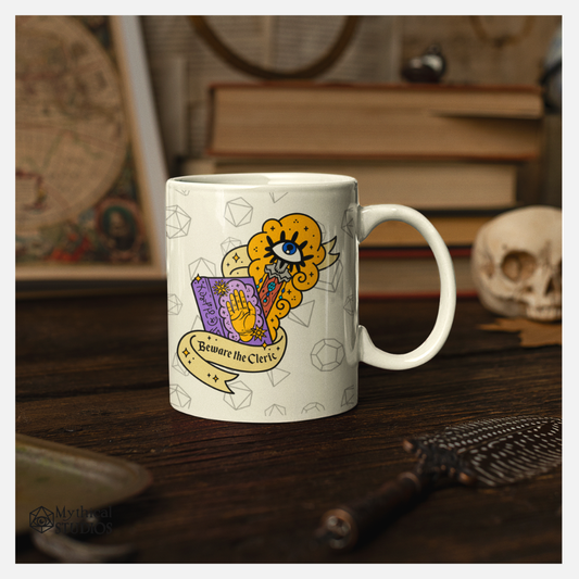 Beware The Cleric Mug Gifts Mythical Studios