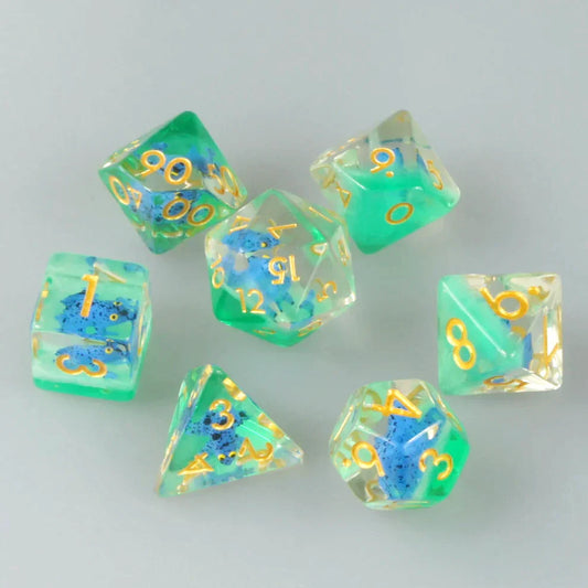 Azureus Blue Poison Dart Frog DnD Dice Set Dice Set DiceBag.co.uk