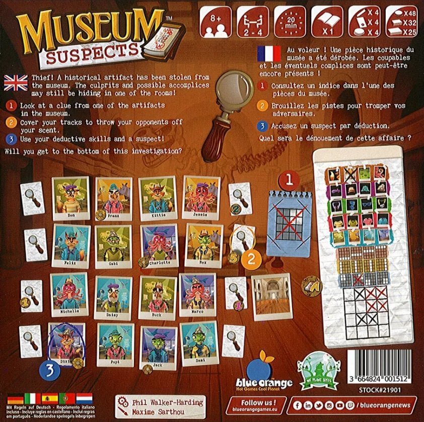 Museum Suspects Board Game Blue Orange Games