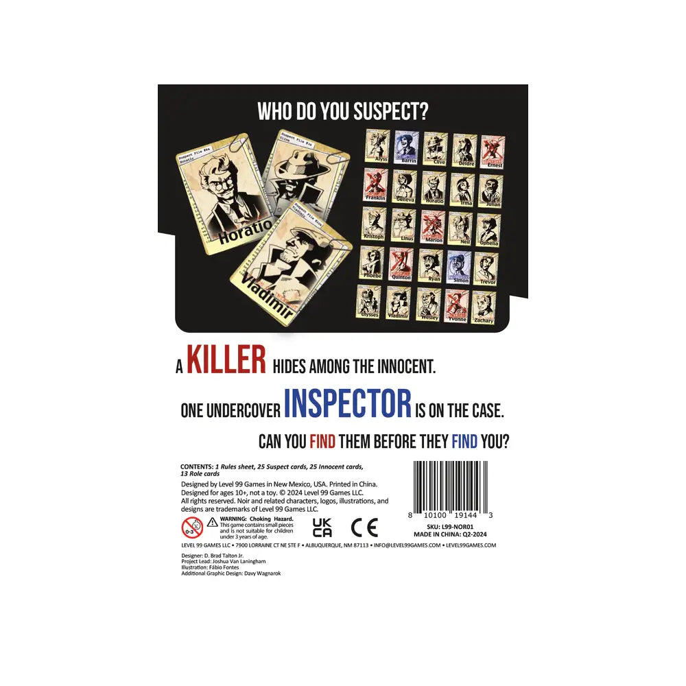 Noir: Deductive Mystery Game: 2nd Edition Card Game Level 99 Games