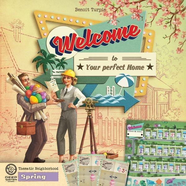 Welcome To: Spring Thematic Neighborhood Board Game Blue Cocker Games