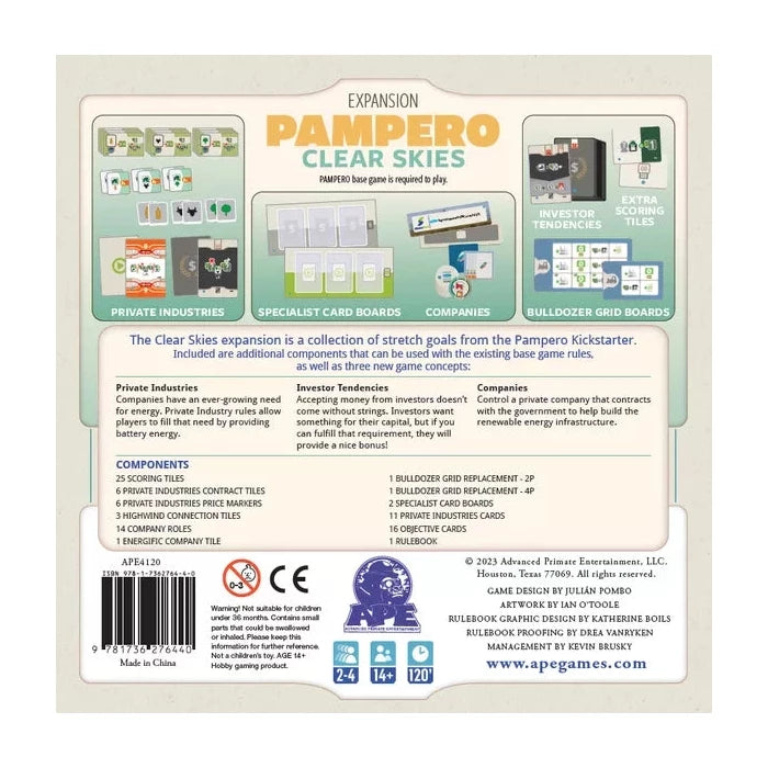 Pampero: Clear Skies Expansion Board Game Ape Games