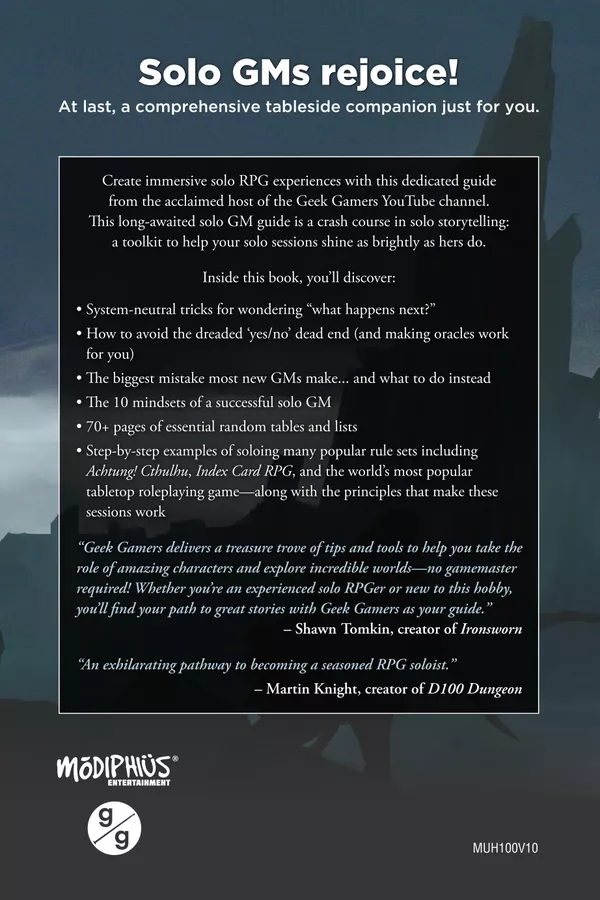 Solo Game Masters Guide back cover