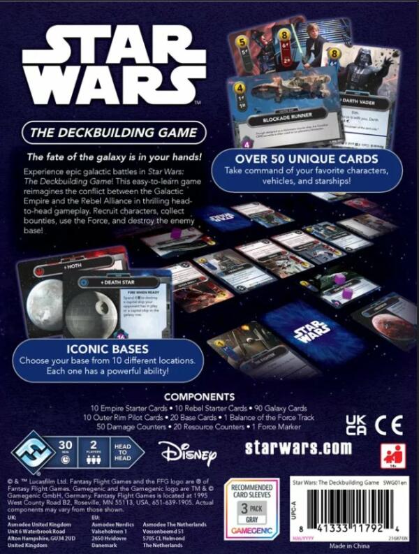 Star Wars The Deckbuilding Game (FFG) back of the box